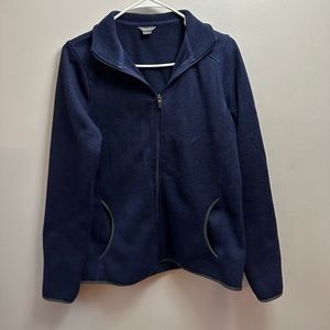Blue Eddie Bauer women’s zip up sweater. Size L  100% Polyester